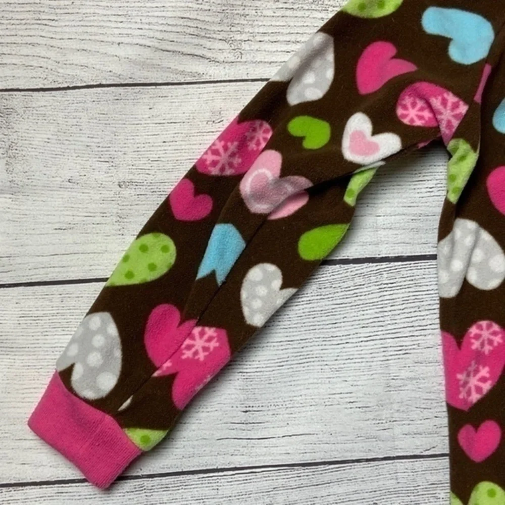 Child of Mine Pajamas Toddler Girls Size 5T Heart Print Fleece Footie PJs